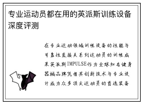 专业运动员都在用的英派斯训练设备深度评测